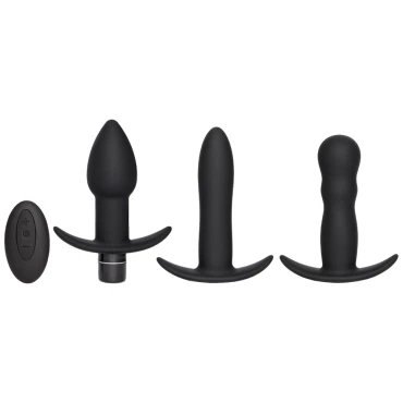Triple Threat Remote Vibrating Anal Plug, Dildo & Massager Set