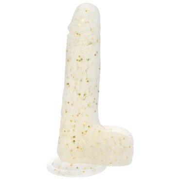 Stardust Gold Glitter Clear Silicone Dildo - 5 Inch