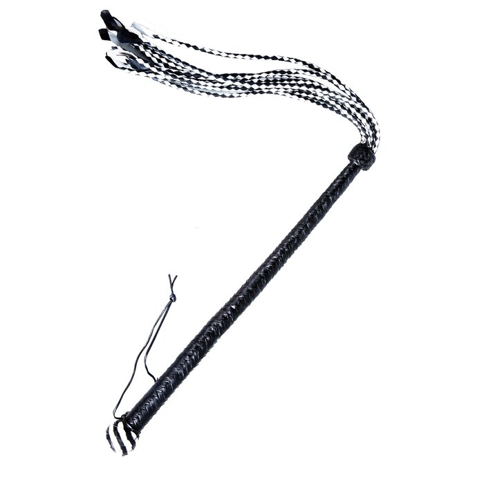 Leather 9 Tail Flogger Black/White