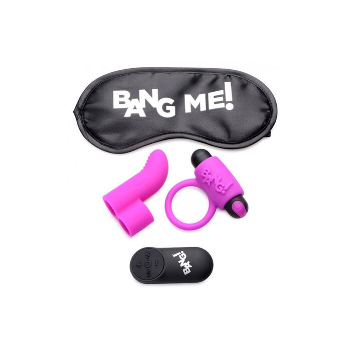 Couple's Kit with RC Bullet, Blindfold, Cock Ring & Finger Vibe