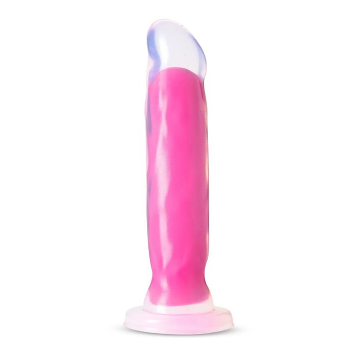 Neo Elite - Glow in the Dark - Marquee - 8" Silicone Dual Density Dildo - Neon Pink