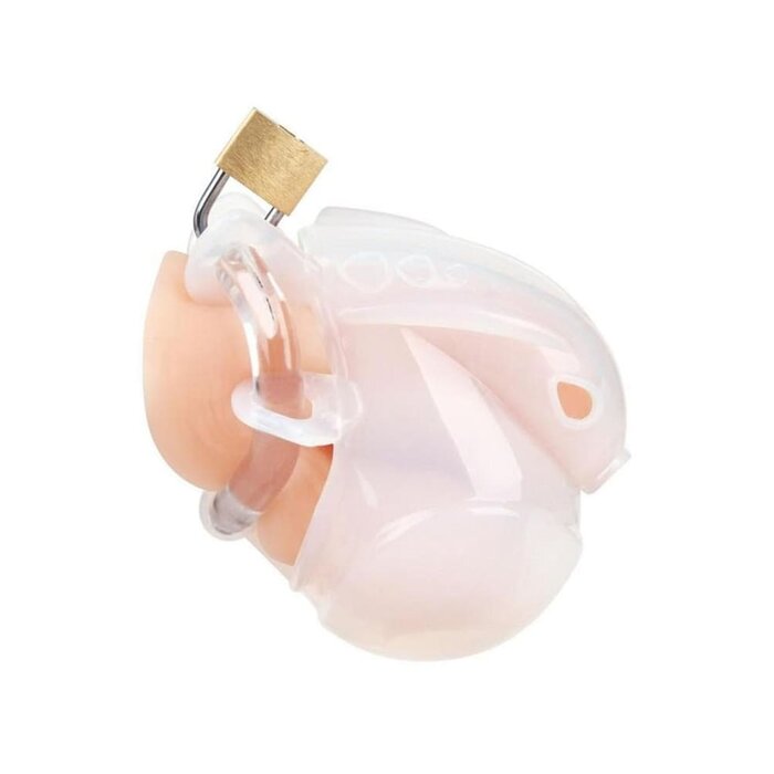 Full Restraint Silicone Cock and Balls Chastity Device - White