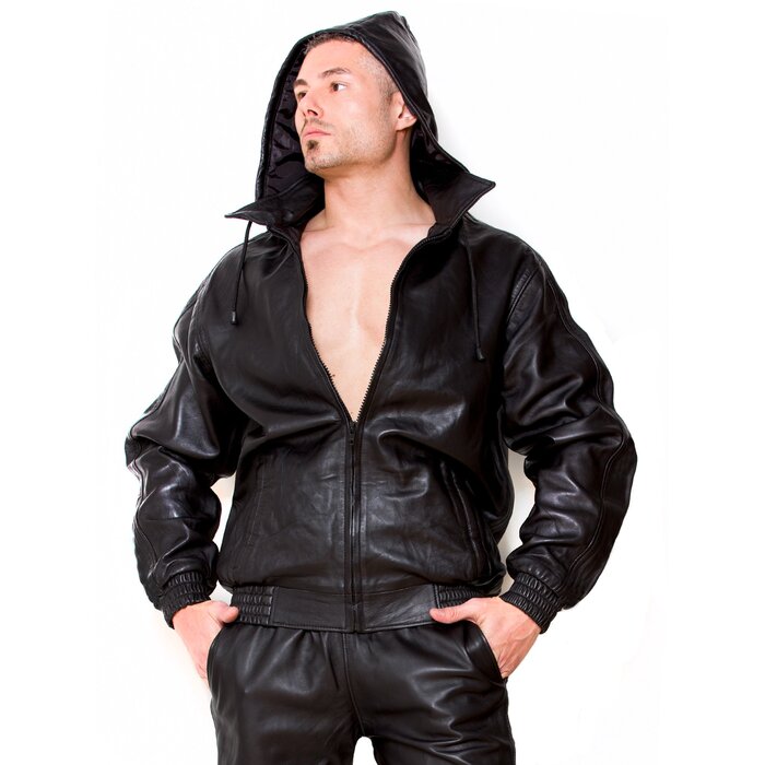 Stan Leather Hooded Jacket
