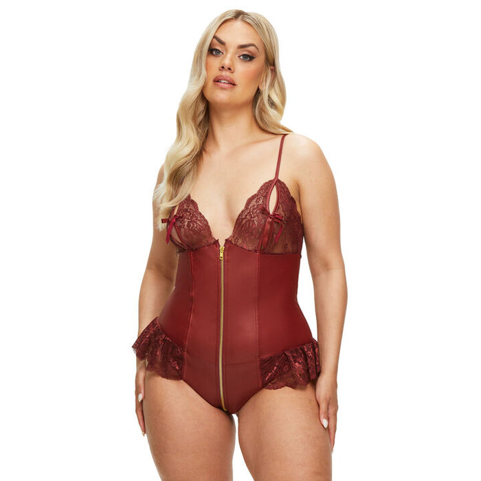 Ann Summers Tasha Crotchless Teddy, Burgundy