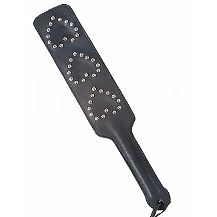 Black Leather Heart Stud Paddle