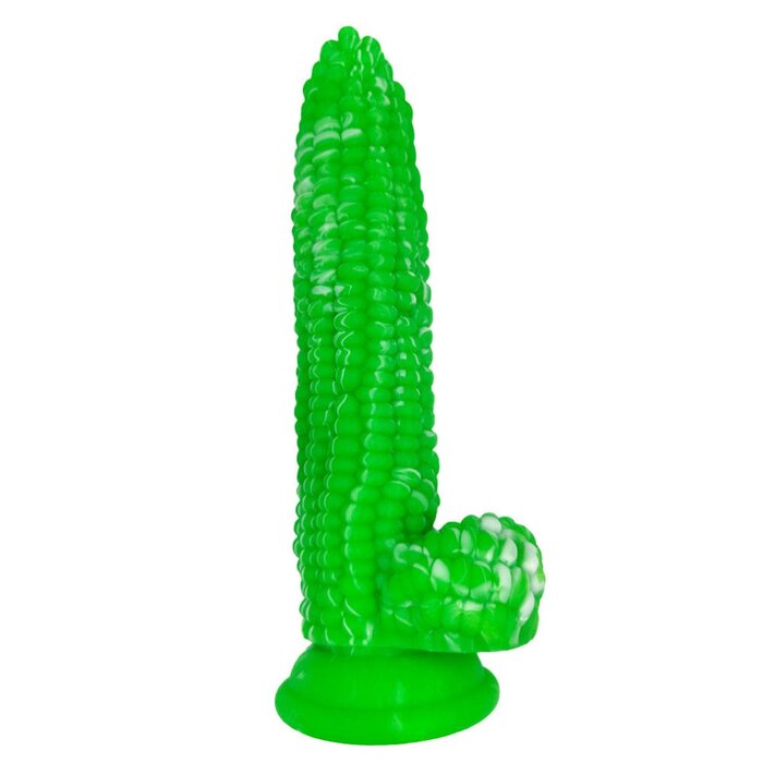 Green Monster Corn 8-Inch Silicone Dildo: Thick Fantasy Sex Toy for Vaginal and Anal Pleasure