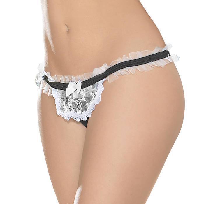 Escante Crotchless French Maid Thong