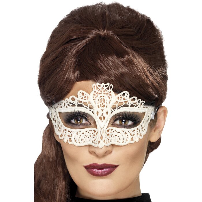 Lace Filigree Eyemask White - One Size