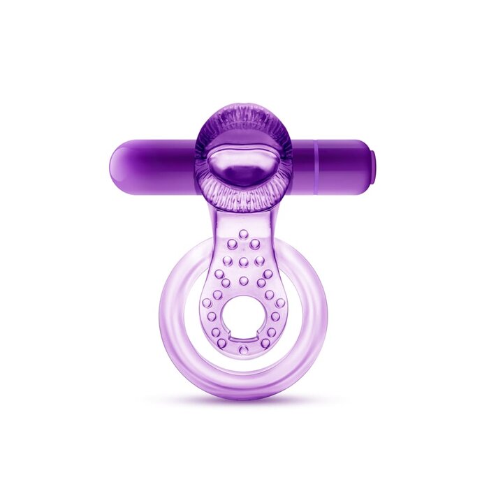 Play With Me - Lick It - Vibrating Double Strap Cock Ring - Purple