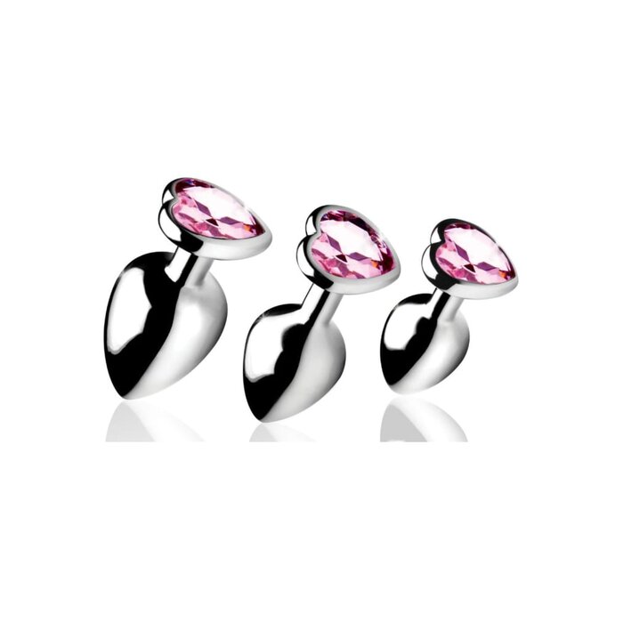 Booty Sparks Pink Heart Gem Anal Plug Set