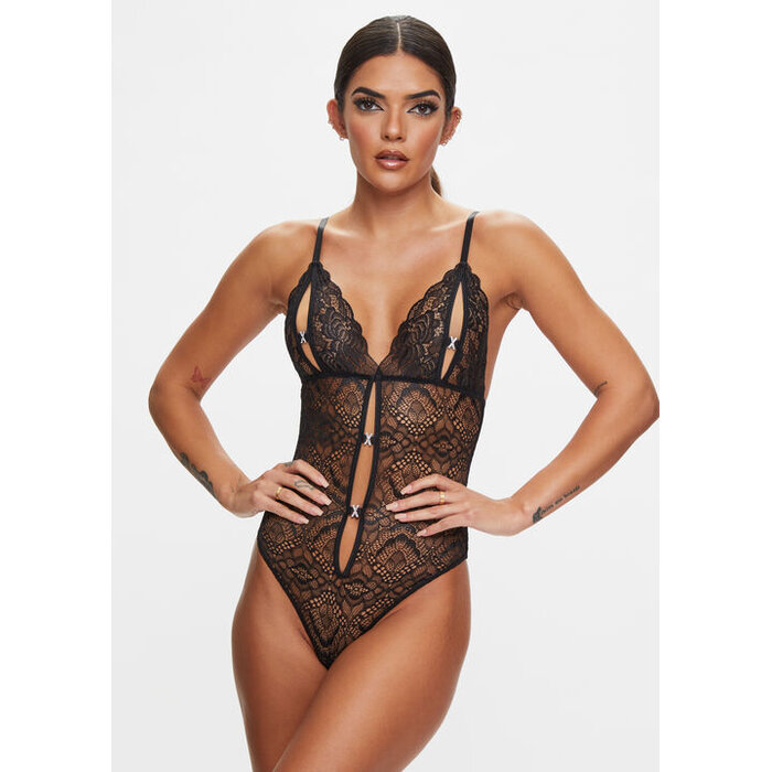 Ann Summers Diamond Kiss Crotchless Body, Black