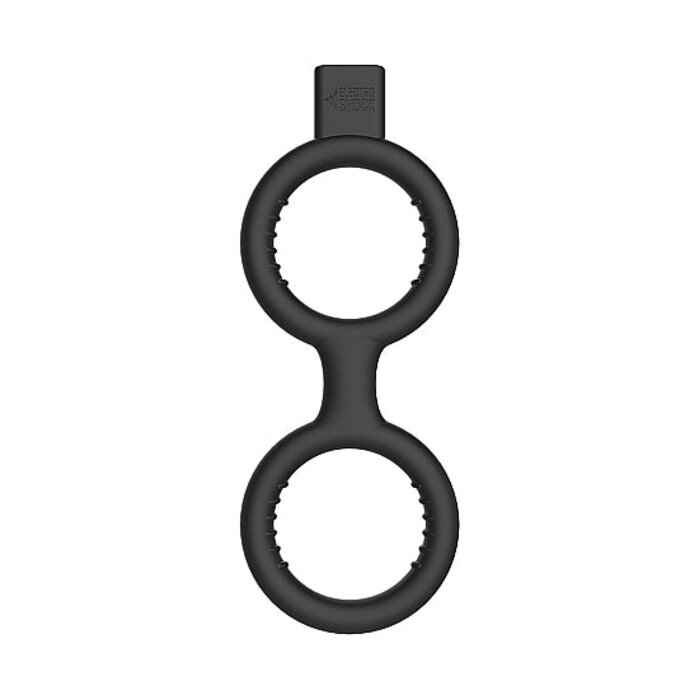 E-Stimulation Cock Ring with Ballstrap - Black