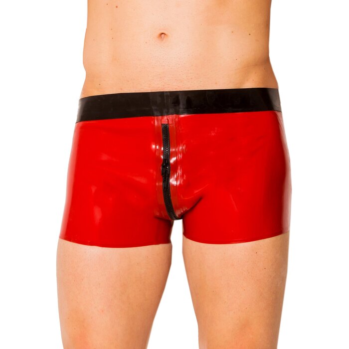 Red & Black Ultimate 2 Way Zip Latex Shorts