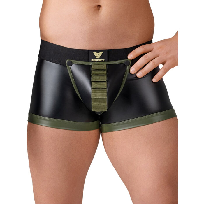 Trunk Shorts with Open Rear in Black & Green