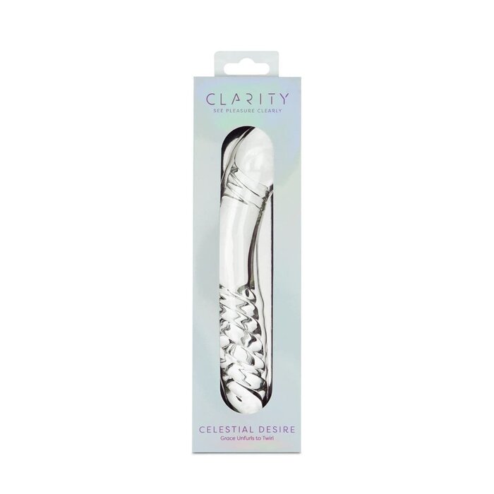 Clarity Celestial Desire Double Ended Glass Dildo: 7.4 Inch Deep Pleasure for Versatile Play