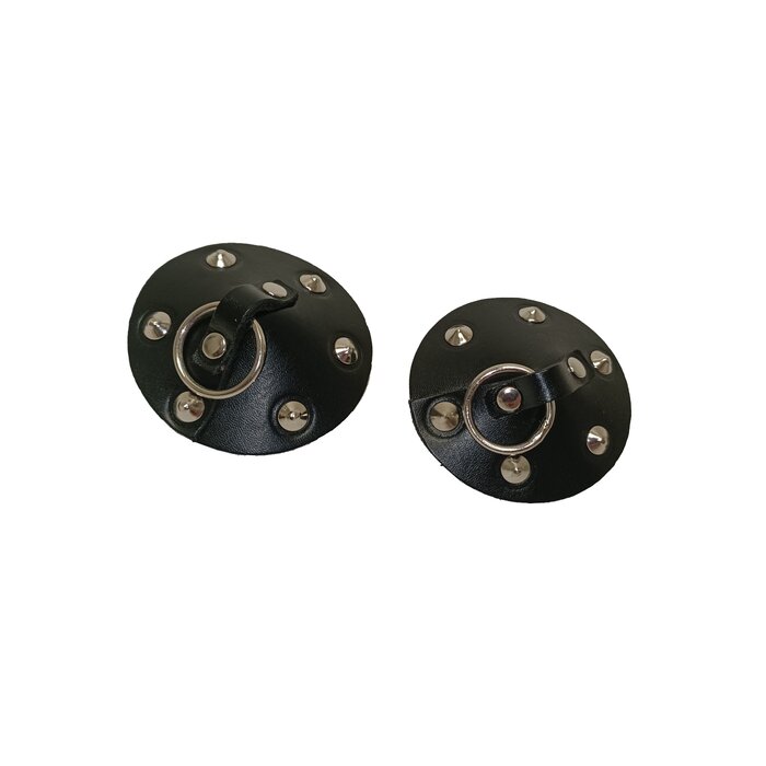 Leather Studded Nipple Covers - Black