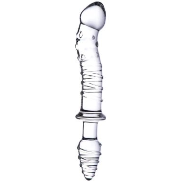 Glacier Glass Textured Dildo and Butt Plug Duo - 9 Inch