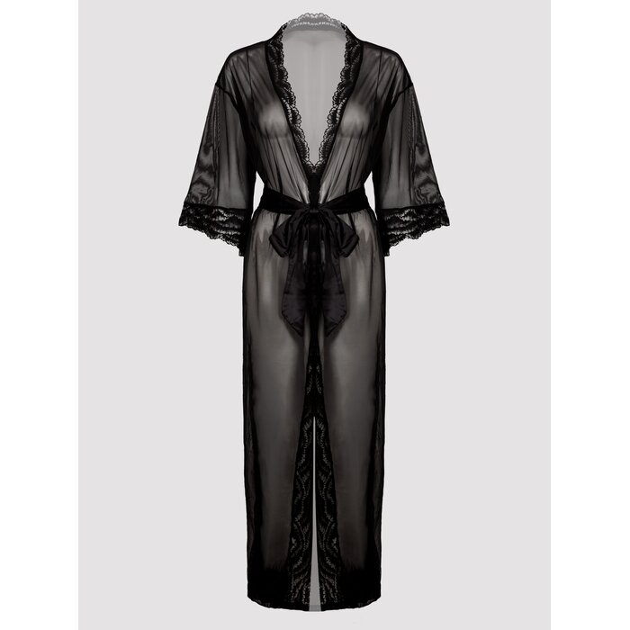 Lovehoney Empress Black Mesh Long Robe - One size - Black