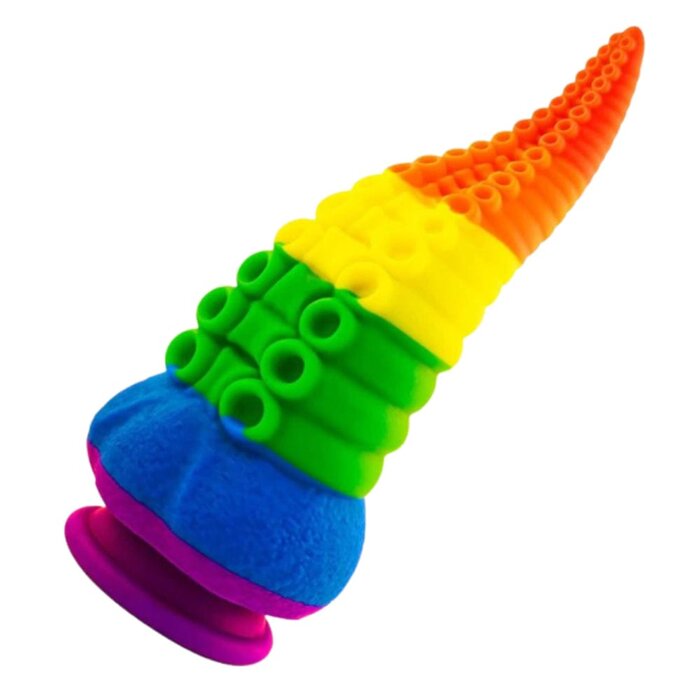 Pride Monster Rainbow Tentacle Dildo 8 Inch Suction Cup Base