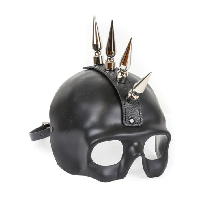 Skull Mask with Leather & Spikes - One Size