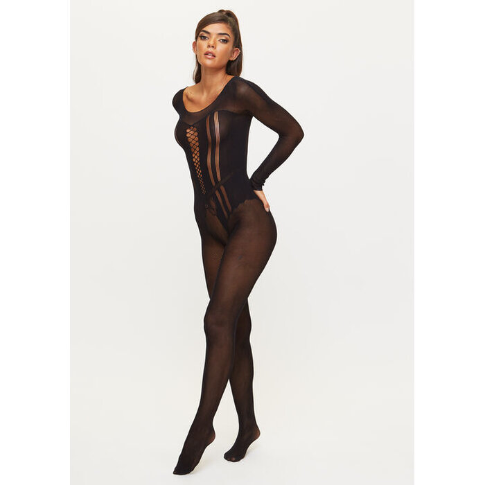 Ann Summers Black Magic Crotchless Bodystocking, Black