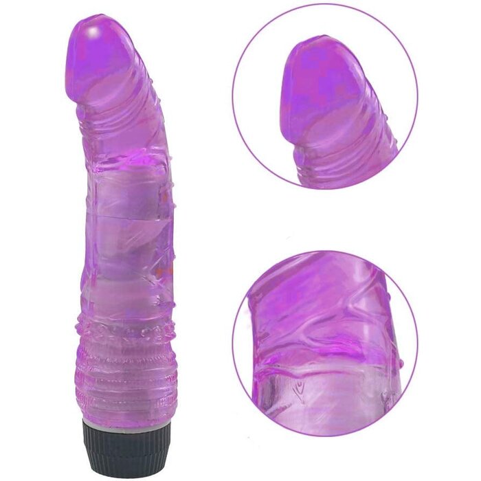 Spanksy 7.5" Realistic G-Spot & P-Spot Jelly Vibrator: Purple with Multi-Speed Vibrations