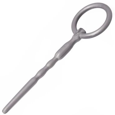 Silver Ripple Penis Plug With Through-Hole - 11cm