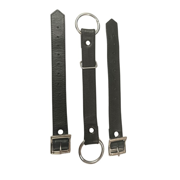 Black Lockable Leather Bondage Wrist Cuffs