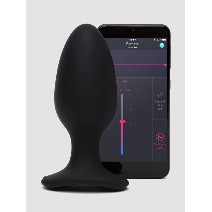 Lovense Hush 2 Large App Controlled Rechargeable Vibrating Butt Plug 5 Inch - Black