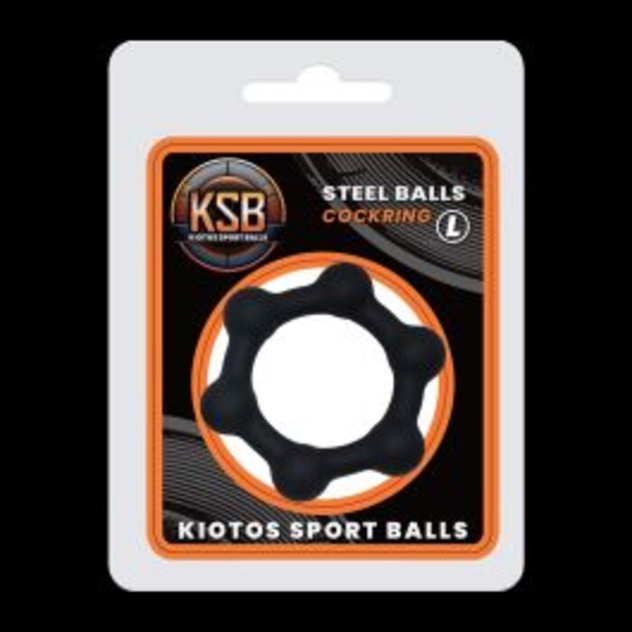 Kiotos KSB Silicone Cockring with 6 Steel Balls L - Black