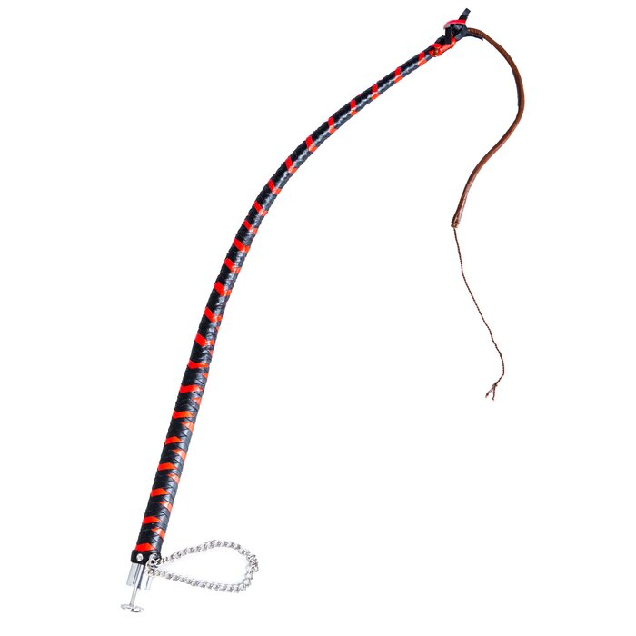 Leather Long Tail Bull Whip Black/Red