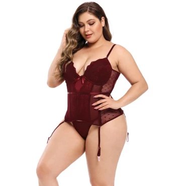 Plus Size Heartbreaker Suspender Corset & G-String