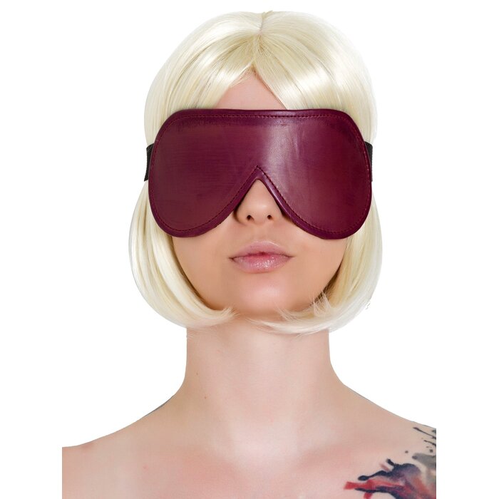 Distressed Burgundy Leather Blindfold - One Size