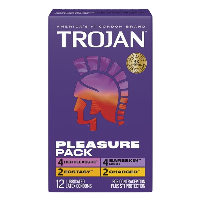 Trojan Pleasure Pack Condoms - 12 Pack
