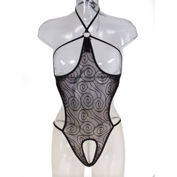 Exposed Cupless & Crotchless Swirl Lingerie Body