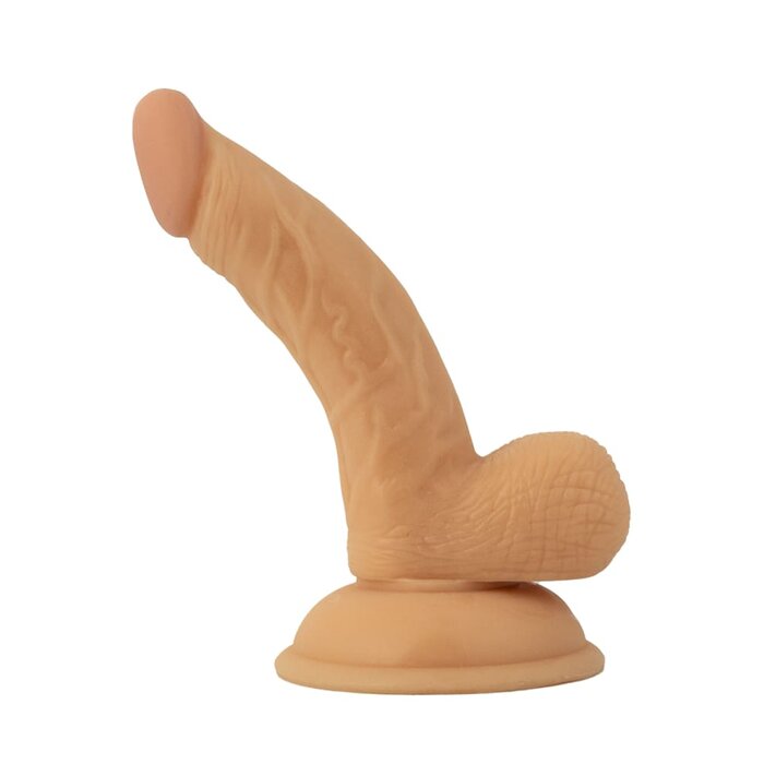 All American Mini Whoppers 5" Curved Dong with Balls - Vanilla