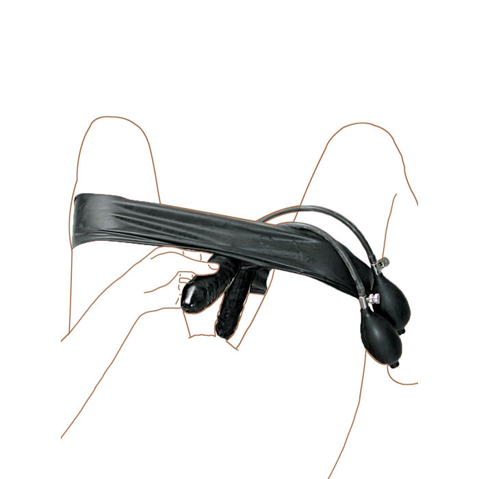 Moulded Rubber Briefs with Front & Rear Pump-up Int. Penis Black