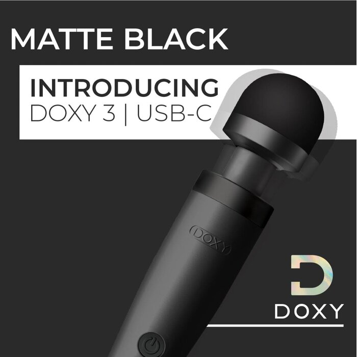 Doxy 3 USB-C Wand Massager in Matte Black: Compact and Powerful Pleasure Tool