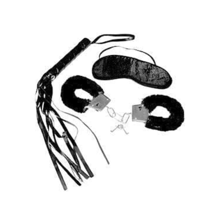 Sex and Mischief Beginners Bondage Kit - Blindfold, Handcuffs, and Whip for Sensual Exploration