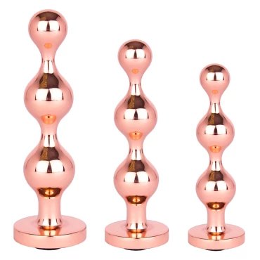 Bejewelled Rose Gold Steel Beaded Butt Plug - LARGE