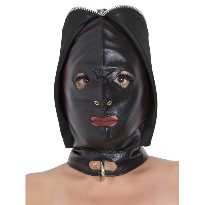 Leather Fly Trap Hood - Black - One Size