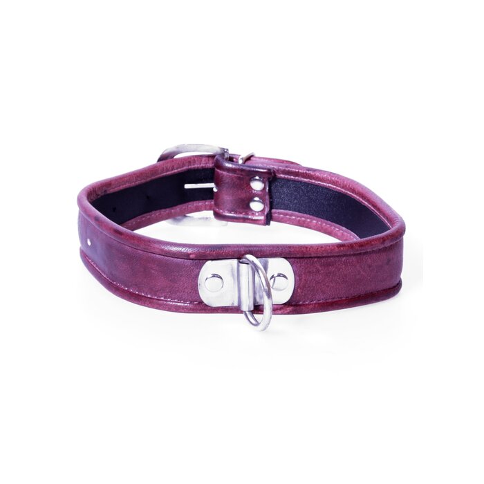 Distressed Burgundy Leather Collar