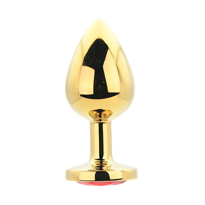 Toosh Gold Metal Butt Plug Large Red Stone