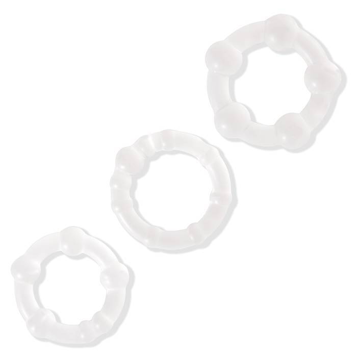 BASICS Triple Clear Cock Ring Set (3 Pack)