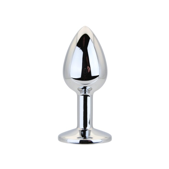 Toosh Silver Metal Butt Plug Small Clear Stone