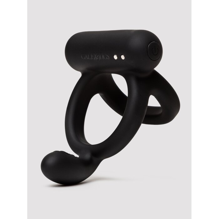 Closer Intimate Caress Rechargeable Taint Stimulation Cock Ring - Black