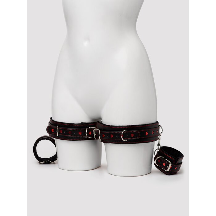 Bondage Boutique Heart Wrist to Thigh Restraints - Black