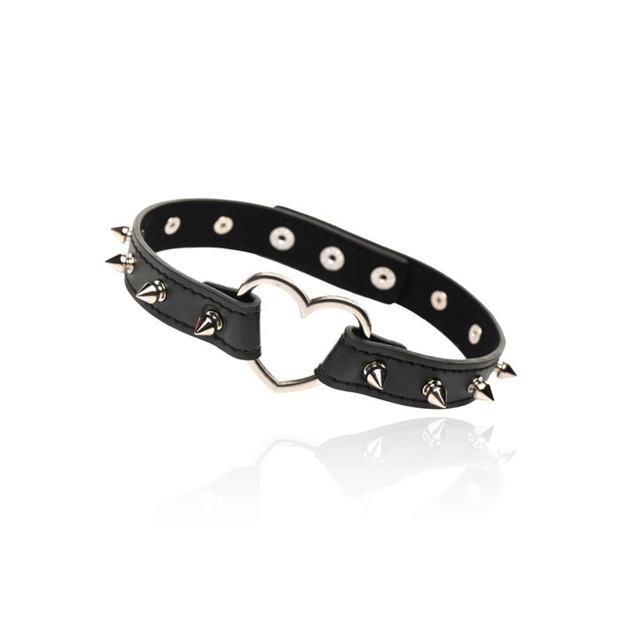 Spiked Heart Choker - Black