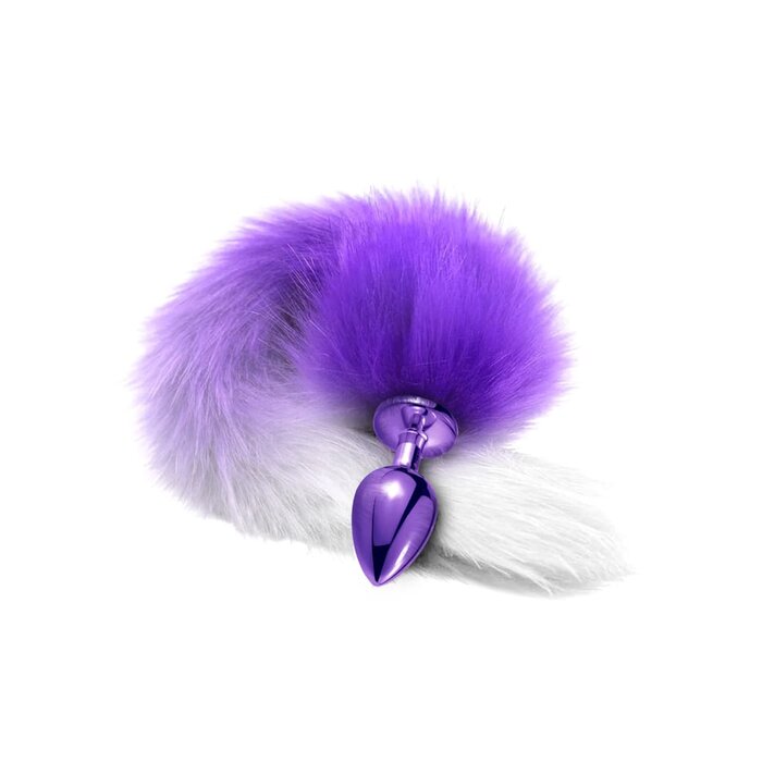 Metal Butt Plug with Ombre Tail - Purple