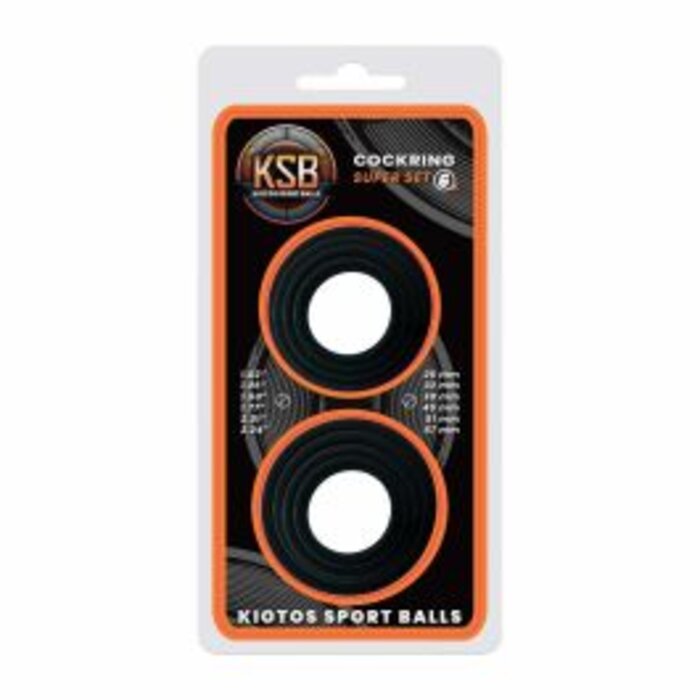 Kiotos KSB Silicone Cockring Set of 6 Sizes - Black